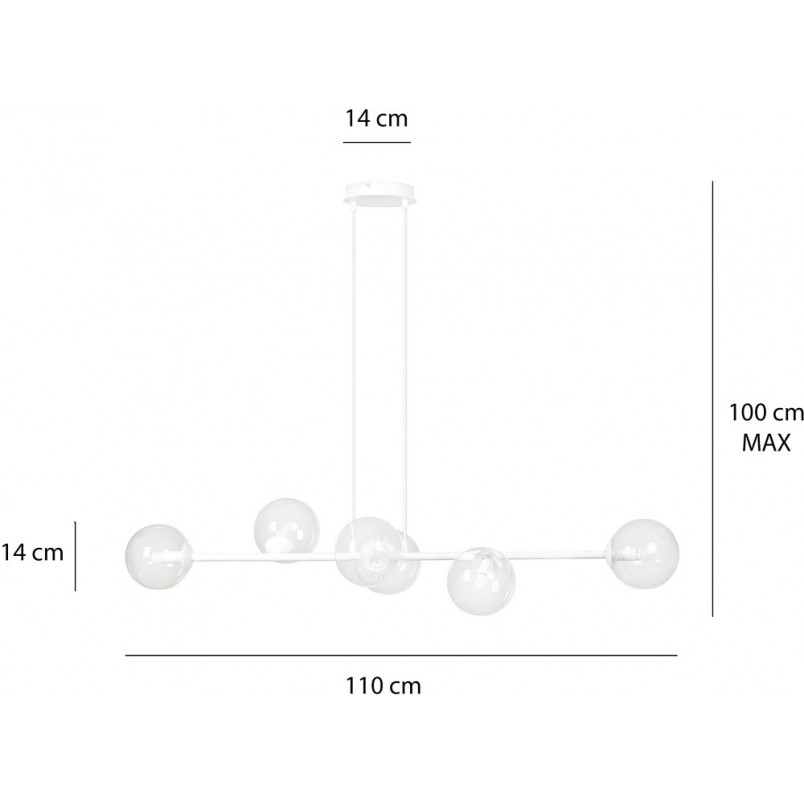Lampa wisząca Rossi VI - szkło, 110cm | Emibig