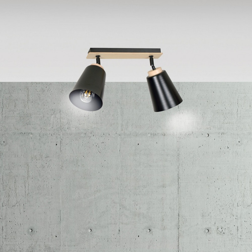 Reflektor sufitowy Atlas II czarny | Skandynawska lampa Emibig