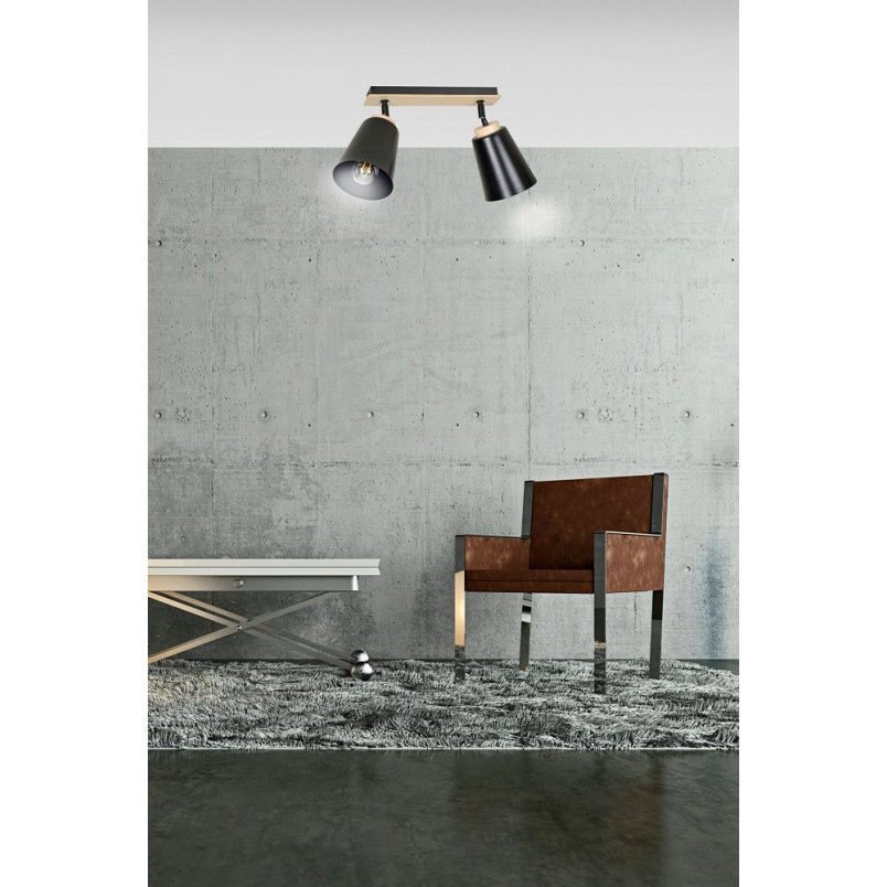 Reflektor sufitowy Atlas II czarny | Skandynawska lampa Emibig