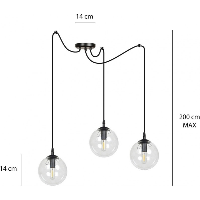 Lampa wisząca Gigi III - 3 szklane kule | Emibig