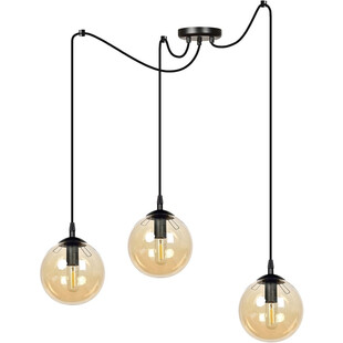 Lampa wisząca Gigi III - 3 szklane kule, czarno-miodowa | Emibig