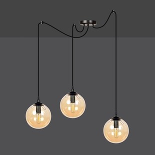 Lampa wisząca Gigi III - 3 szklane kule, czarno-miodowa | Emibig