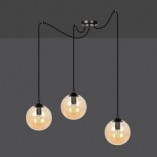 Lampa wisząca Gigi III - 3 szklane kule, czarno-miodowa | Emibig