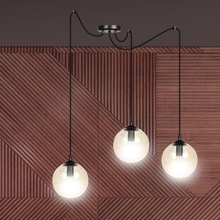 Lampa wisząca Gigi III - 3 szklane kule, czarno-miodowa | Emibig
