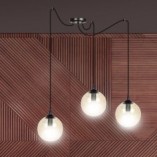 Lampa wisząca Gigi III - 3 szklane kule, czarno-miodowa | Emibig