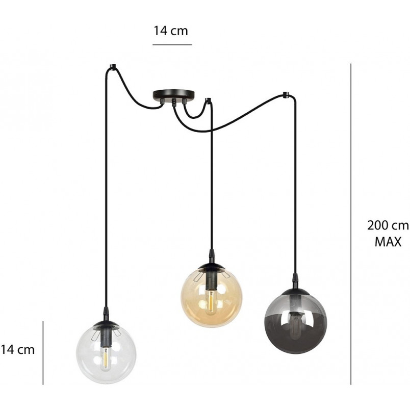 Lampa wisząca Gigi III - kolorowe szkło, 3xE14 | Emibig