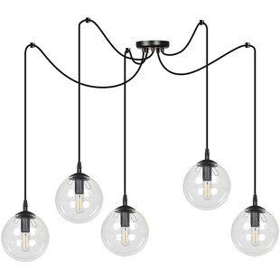 Lampa wisząca Gigi V - szklane kule, czarno-przezroczysta | Emibig