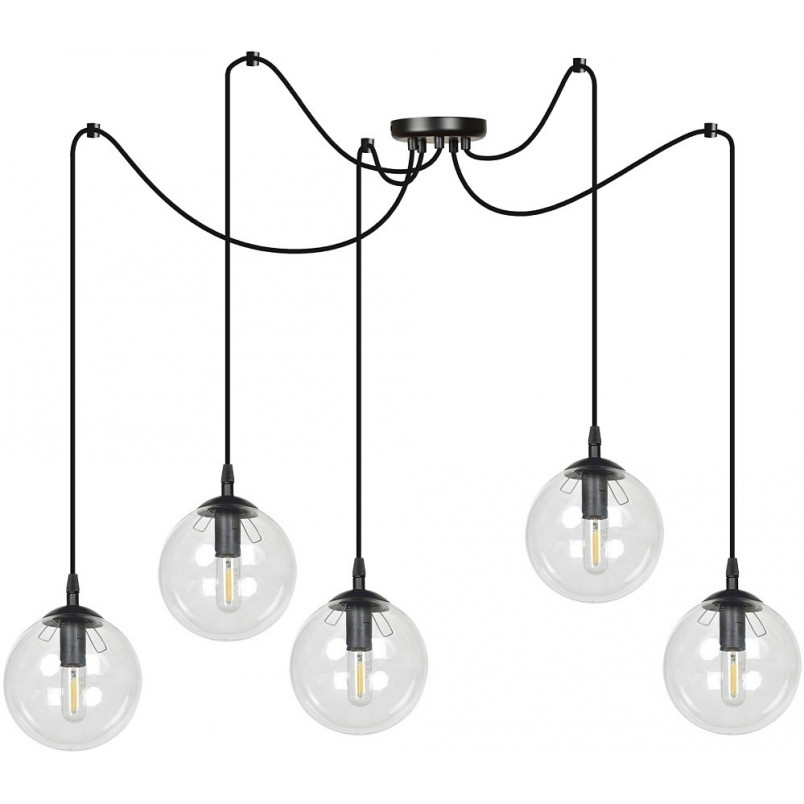 Lampa wisząca Gigi V - szklane kule, czarno-przezroczysta | Emibig