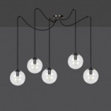 Lampa wisząca Gigi V - szklane kule, czarno-przezroczysta | Emibig