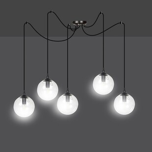 Lampa wisząca Gigi V - szklane kule, czarno-przezroczysta | Emibig