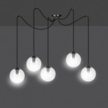 Lampa wisząca Gigi V - szklane kule, czarno-przezroczysta | Emibig