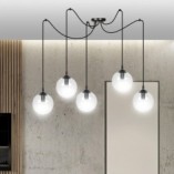 Lampa wisząca Gigi V - szklane kule, czarno-przezroczysta | Emibig