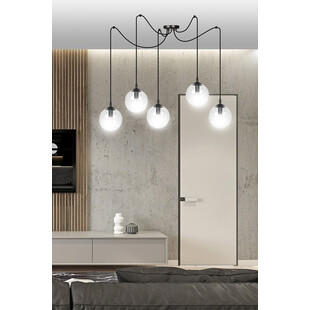 Lampa wisząca Gigi V - szklane kule, czarno-przezroczysta | Emibig