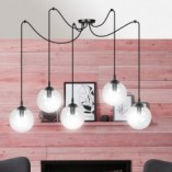 Lampa wisząca Gigi V - szklane kule, czarno-przezroczysta | Emibig