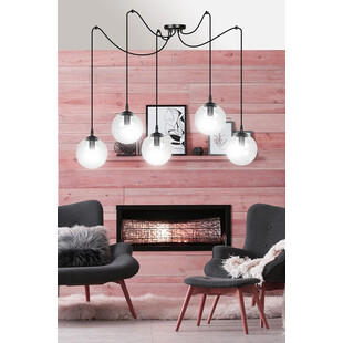 Lampa wisząca Gigi V - szklane kule, czarno-przezroczysta | Emibig