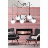 Lampa wisząca Gigi V - szklane kule, czarno-przezroczysta | Emibig