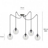 Lampa wisząca Gigi V - szklane kule, czarno-przezroczysta | Emibig