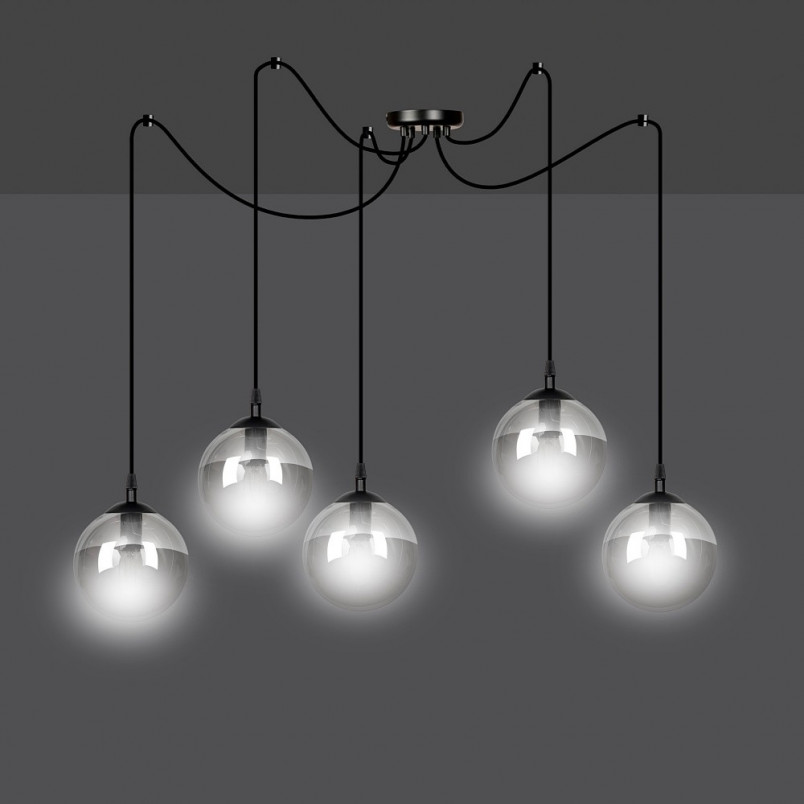 Lampa wisząca Emibig Gigi V - Szklane kule, czarno-grafitowa
