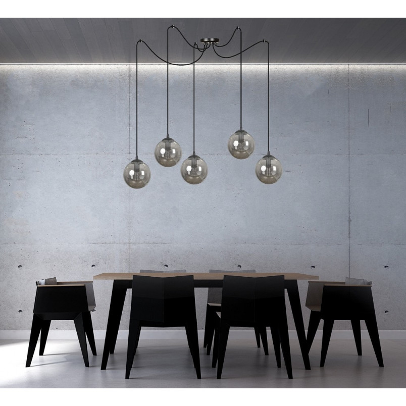Lampa wisząca Emibig Gigi V - Szklane kule, czarno-grafitowa