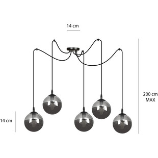 Lampa wisząca Emibig Gigi V - Szklane kule, czarno-grafitowa