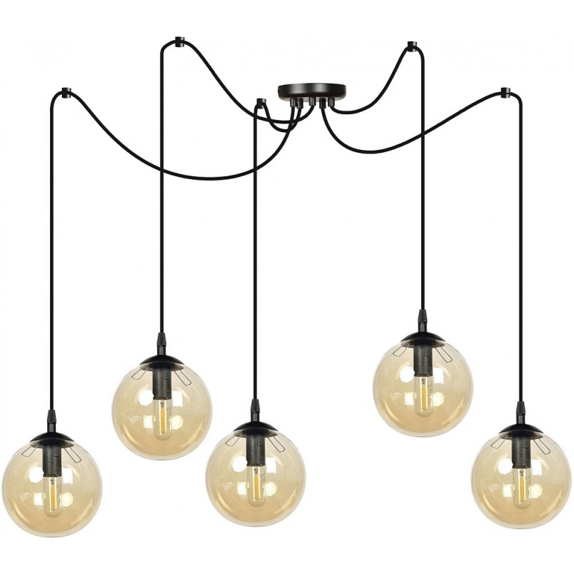 Lampa Wisząca Gigi V - Szkło Bursztynowe i Czarno-Miodowe | Emibig