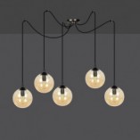 Lampa Wisząca Gigi V - Szkło Bursztynowe i Czarno-Miodowe | Emibig