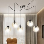 Lampa Wisząca Gigi V - Szkło Bursztynowe i Czarno-Miodowe | Emibig