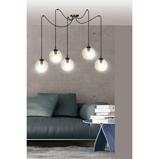 Lampa Wisząca Gigi V - Szkło Bursztynowe i Czarno-Miodowe | Emibig