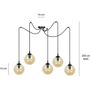 Lampa Wisząca Gigi V - Szkło Bursztynowe i Czarno-Miodowe | Emibig