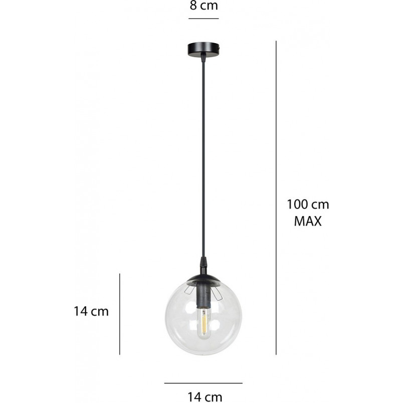 Lampa wisząca Cosmo - szklana kula 12cm | Emibig