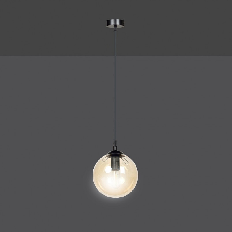 Lampa wisząca Cosmo - szklana kula, bursztynowy odcień | Emibig