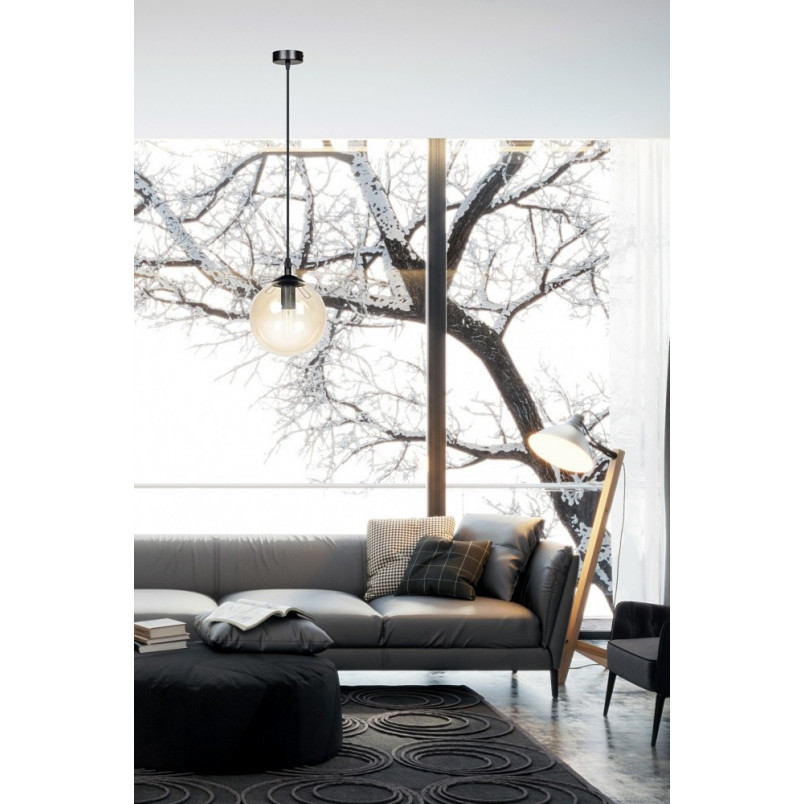 Lampa wisząca Cosmo - szklana kula, bursztynowy odcień | Emibig