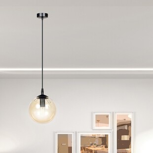Lampa wisząca Cosmo - szklana kula, bursztynowy odcień | Emibig