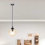 Lampa wisząca Cosmo - szklana kula, bursztynowy odcień | Emibig