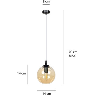 Lampa wisząca Cosmo - szklana kula, bursztynowy odcień | Emibig