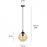 Lampa wisząca Cosmo - szklana kula, bursztynowy odcień | Emibig