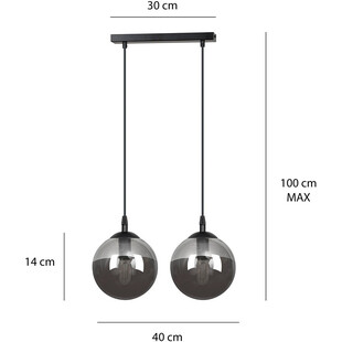 Lampa wisząca Cosmo II Emibig - Szklane kule, grafit
