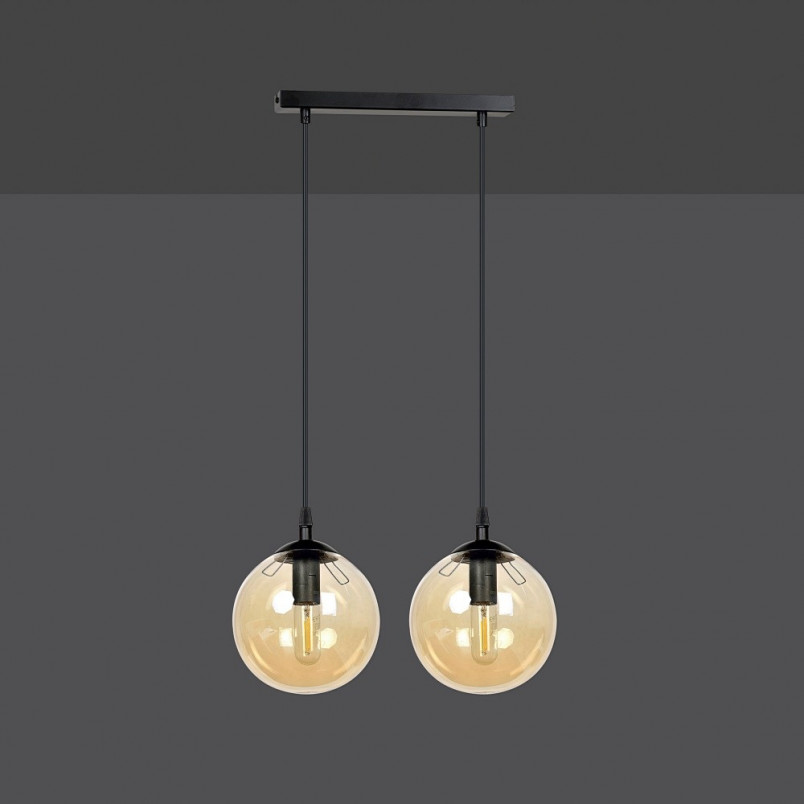 Lampa wisząca Cosmo II - szklane kule, bursztynowa | Emibig