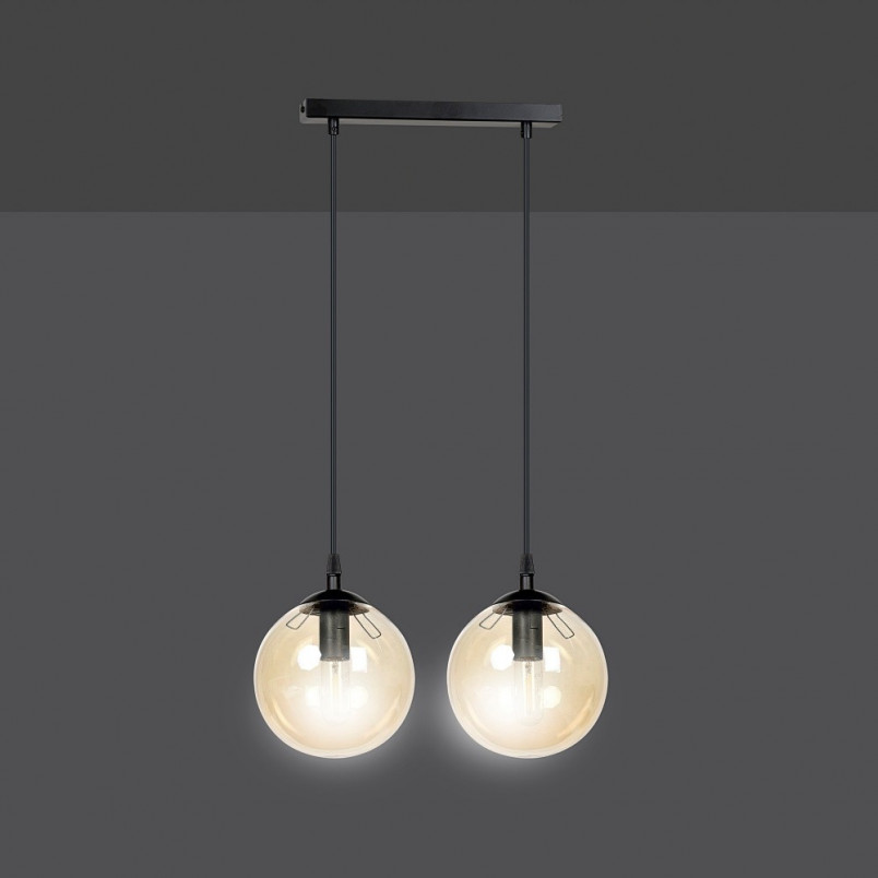 Lampa wisząca Cosmo II - szklane kule, bursztynowa | Emibig