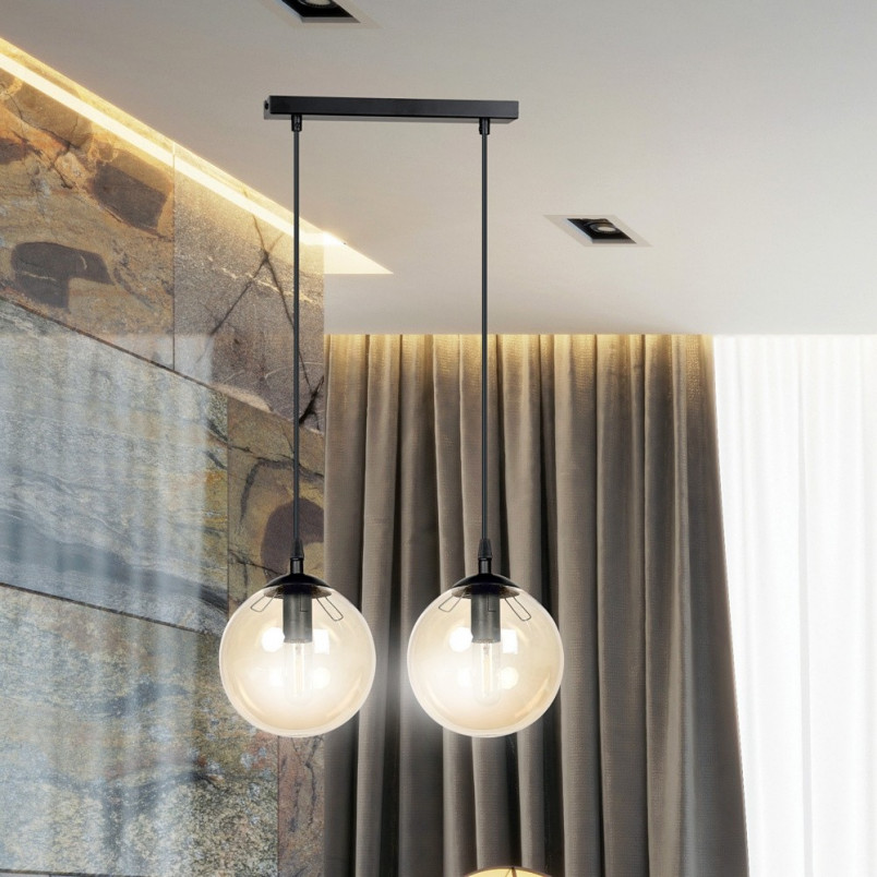 Lampa wisząca Cosmo II - szklane kule, bursztynowa | Emibig