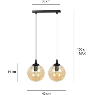 Lampa wisząca Cosmo II - szklane kule, bursztynowa | Emibig