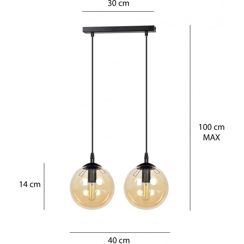 Lampa wisząca Cosmo II - szklane kule, bursztynowa | Emibig