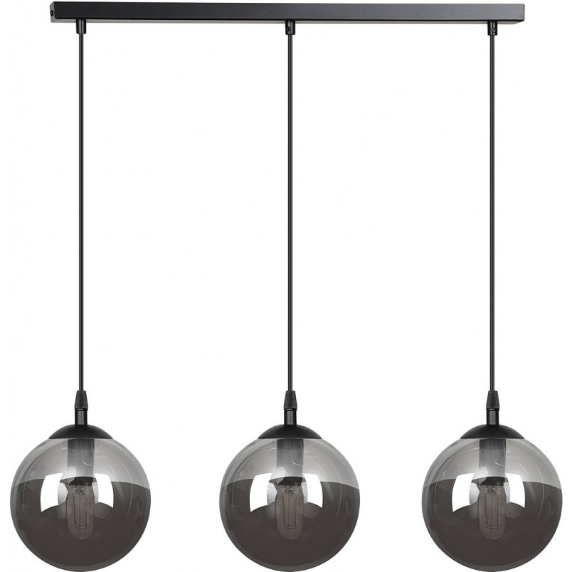Lampa wisząca Cosmo III - 3 szklane kule, czarno-grafitowa | Emibig