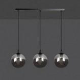 Lampa wisząca Cosmo III - 3 szklane kule, czarno-grafitowa | Emibig