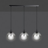 Lampa wisząca Cosmo III - 3 szklane kule, czarno-grafitowa | Emibig