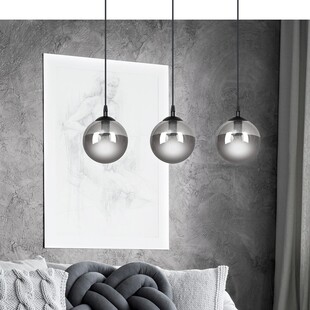 Lampa wisząca Cosmo III - 3 szklane kule, czarno-grafitowa | Emibig