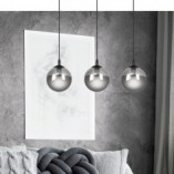 Lampa wisząca Cosmo III - 3 szklane kule, czarno-grafitowa | Emibig