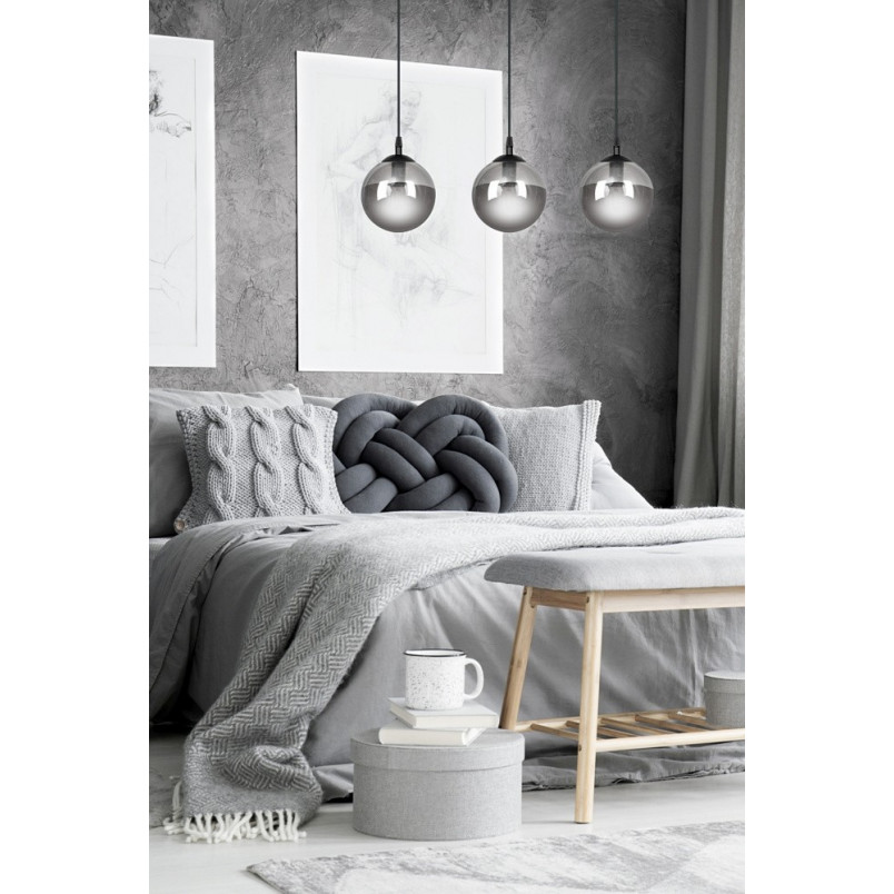 Lampa wisząca Cosmo III - 3 szklane kule, czarno-grafitowa | Emibig
