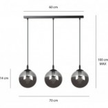 Lampa wisząca Cosmo III - 3 szklane kule, czarno-grafitowa | Emibig