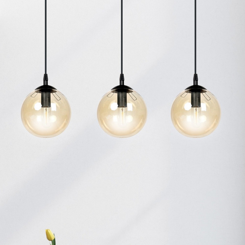 Lampa Cosmo III - Szklane Kule, Bursztynowy Odcień | Emibig